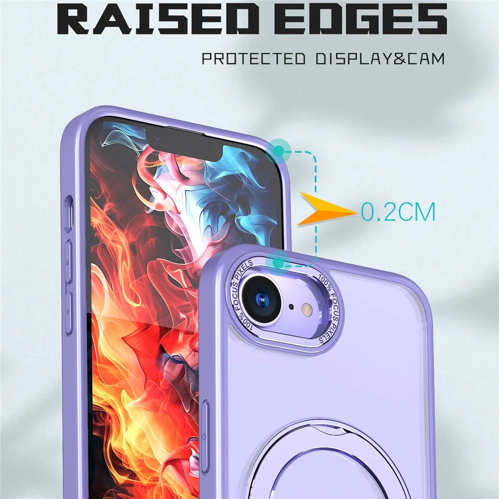 For iPhone 17e / 16e Case Compatible with MagSafe TPU + Acrylic Kickstand Phone Cover - Light Purple - 4