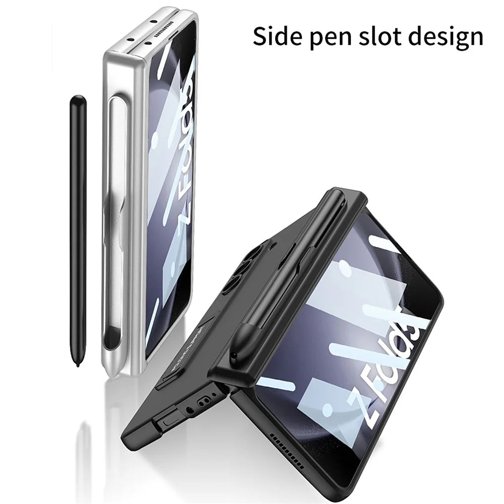 GKK For Samsung Galaxy Z Fold5 5G Case Hard PC Phone Cover with Clear Screen Film Magnetic Hinge - Wine Red - 3
