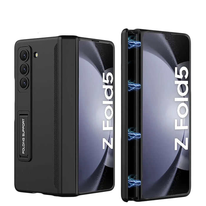 GKK 10691 For Samsung Galaxy Z Fold5 5G Case with Clear Screen Film Magnetic Hinge Kickstand Phone Cover - Black - 1