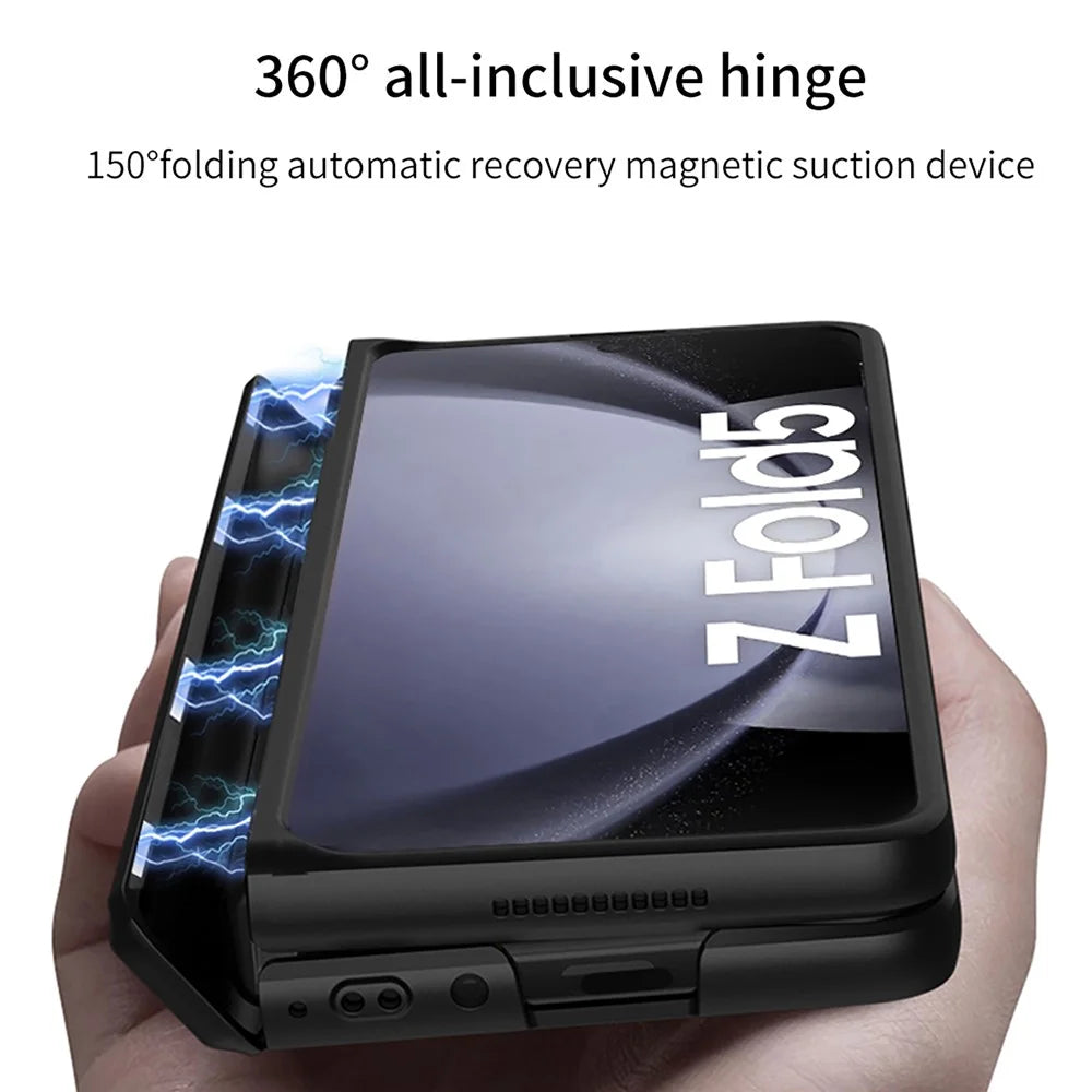 GKK 10691 For Samsung Galaxy Z Fold5 5G Case with Clear Screen Film Magnetic Hinge Kickstand Phone Cover - Black - 2