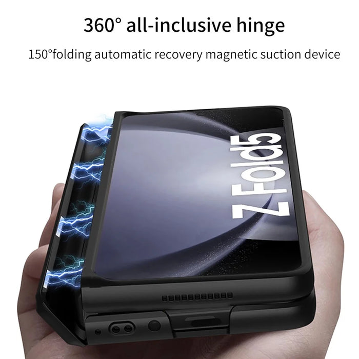 GKK 10691 For Samsung Galaxy Z Fold5 5G Case with Clear Screen Film Magnetic Hinge Kickstand Phone Cover - Black - 2