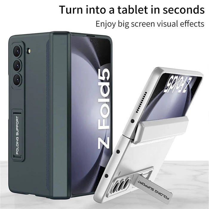 GKK 10691 For Samsung Galaxy Z Fold5 5G Case with Clear Screen Film Magnetic Hinge Kickstand Phone Cover - Black - 4