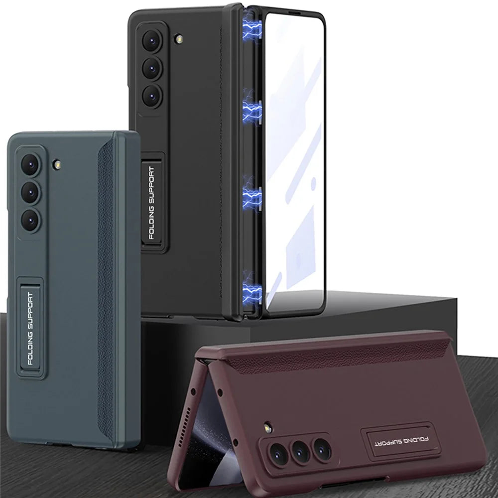 GKK 10691 For Samsung Galaxy Z Fold5 5G Case with Clear Screen Film Magnetic Hinge Kickstand Phone Cover - Black - 5