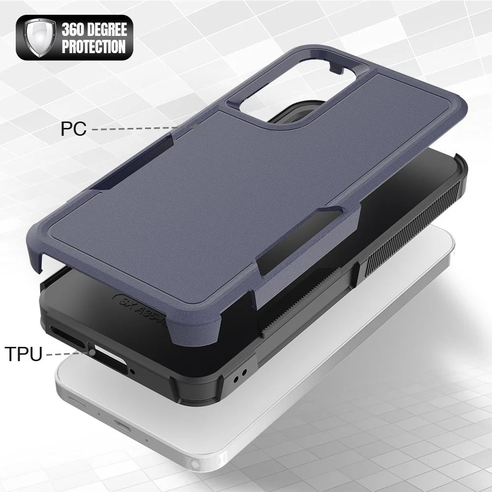 For Samsung Galaxy A56 5G Case 2 in 1 PC + TPU Shockproof Phone Cover - Dark Blue - 4