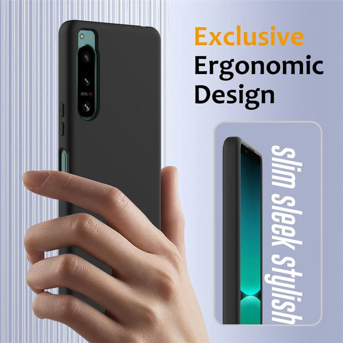 For Sony Xperia 5 IV 5G Liquid Silicone Case with Strap Magnetic Case Phone Cover - Black - 4