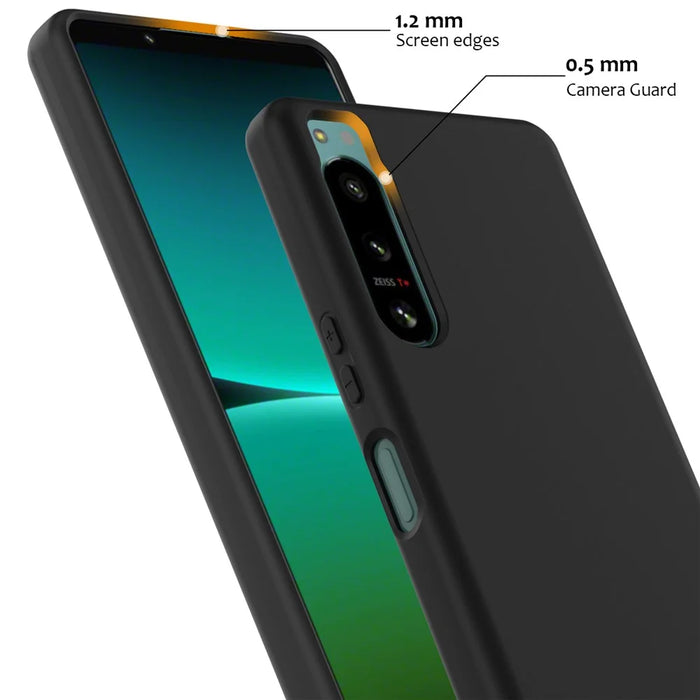 For Sony Xperia 5 IV 5G Liquid Silicone Case with Strap Magnetic Case Phone Cover - Black - 6