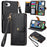 For iPhone 17e / 16e Case RFID Blocking Zipper Pocket Leather Wallet Phone Cover with Strap - Black - 1
