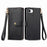 For iPhone 17e / 16e Case RFID Blocking Zipper Pocket Leather Wallet Phone Cover with Strap - Black - 2