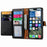 For iPhone 17e / 16e Case RFID Blocking Zipper Pocket Leather Wallet Phone Cover with Strap - Black - 3