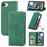 For iPhone 17e / 16e Leather Case with Card Holder Magnetic Absorption Phone Cover - Green - 1