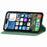 For iPhone 17e / 16e Leather Case with Card Holder Magnetic Absorption Phone Cover - Green - 3
