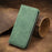 For iPhone 17e / 16e Leather Case with Card Holder Magnetic Absorption Phone Cover - Green - 6