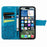 For iPhone 17e / 16e Case with Strap Butterfly Pattern PU Leather Wallet Phone Cover - Blue - 3
