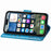 For iPhone 17e / 16e Case with Strap Butterfly Pattern PU Leather Wallet Phone Cover - Blue - 4