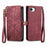 For iPhone 17e / 16e Zipper Wallet Case Geometry Lines Leather Phone Cover with Strap - Red - 2