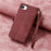 For iPhone 17e / 16e Zipper Wallet Case Geometry Lines Leather Phone Cover with Strap - Red - 7