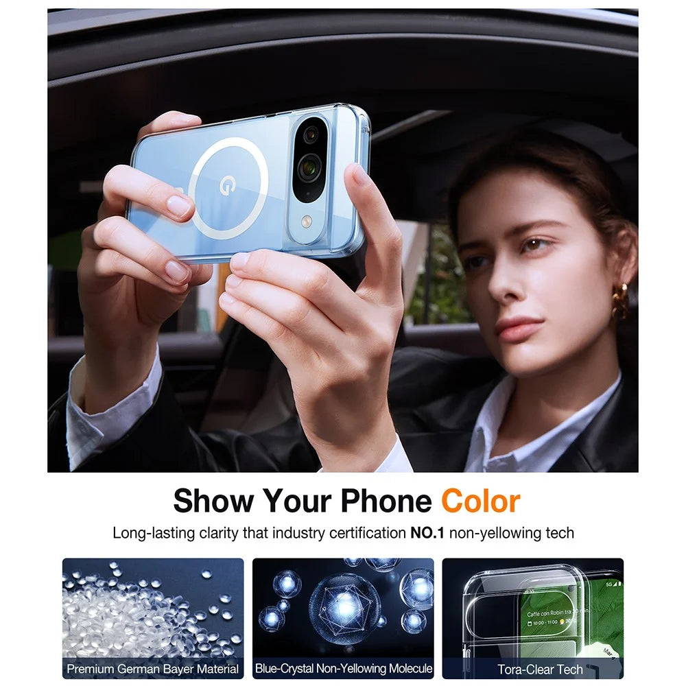 TORRAS Guardian-Mag Series For Google Pixel 9 Pro / Pixel 9 Magnetic Case TPU Phone Cover, Transparent - 5