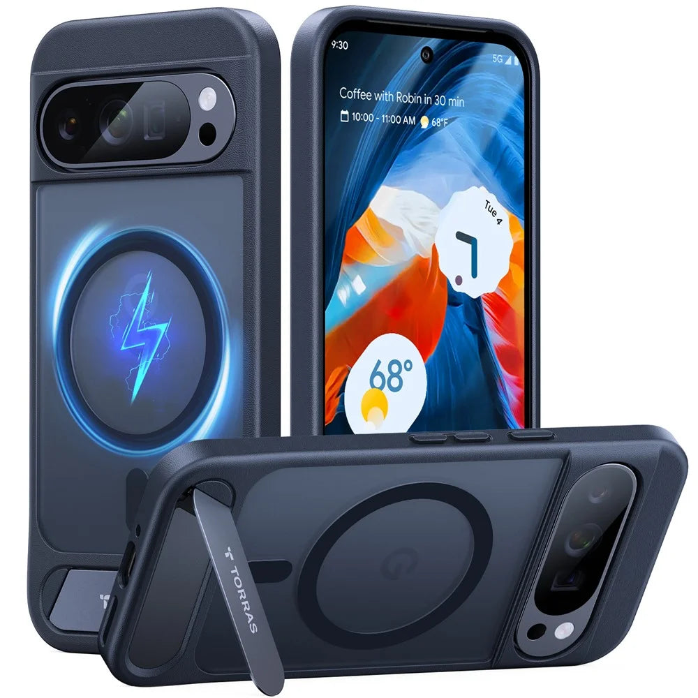 TORRAS Ostand L1 Series For Google Pixel 9 Pro XL Magnetic Case Kickstand TPU + PC Phone Cover - Navy Blue - 1