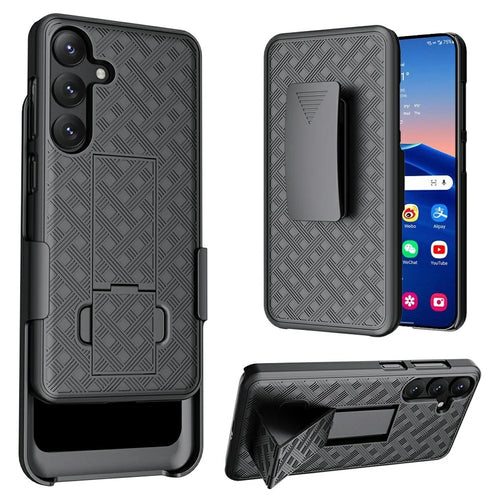 For Samsung Galaxy S25 Case PC + TPU Sliding Screen Cover Kickstand Phone Shell with Clip - 1