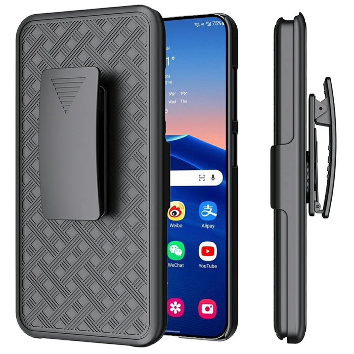 For Samsung Galaxy S25 Case PC + TPU Sliding Screen Cover Kickstand Phone Shell with Clip - 2