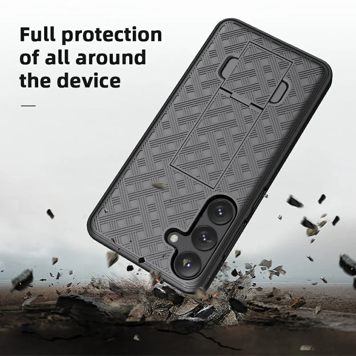For Samsung Galaxy S25 Case PC + TPU Sliding Screen Cover Kickstand Phone Shell with Clip - 5