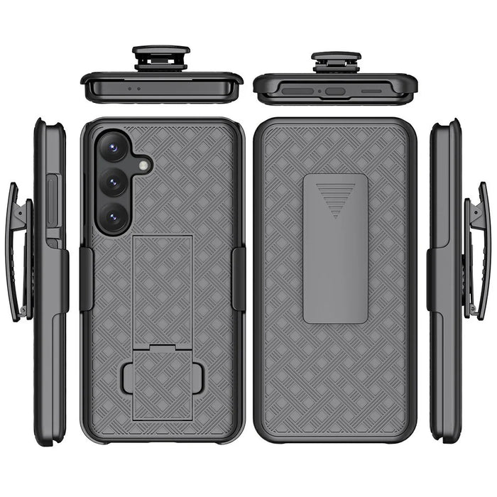 For Samsung Galaxy S25 Case PC + TPU Sliding Screen Cover Kickstand Phone Shell with Clip - 6