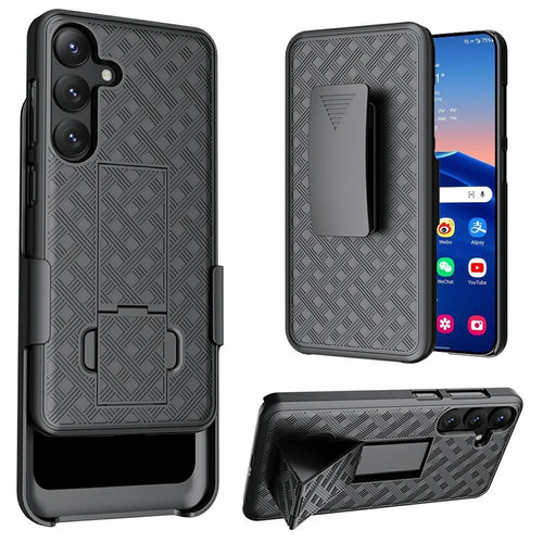 For Samsung Galaxy S25+ Case PC + TPU Sliding Screen Cover Kickstand Phone Shell with Clip - 1
