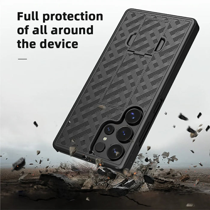 For Samsung Galaxy S25 Ultra Case PC + TPU Sliding Screen Cover Kickstand Phone Shell with Clip - 4