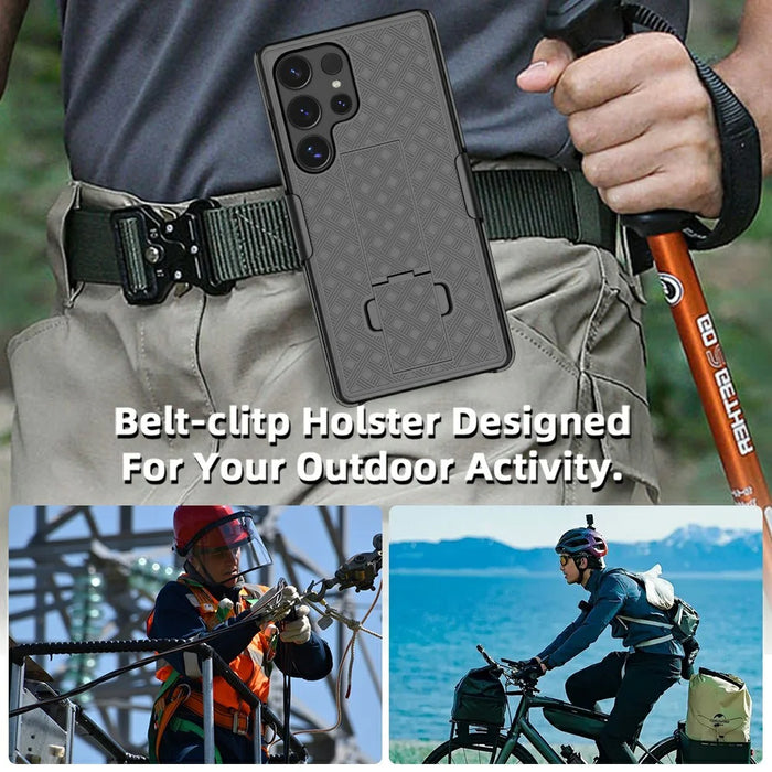 For Samsung Galaxy S25 Ultra Case PC + TPU Sliding Screen Cover Kickstand Phone Shell with Clip - 5