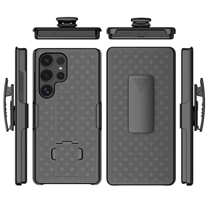 For Samsung Galaxy S25 Ultra Case PC + TPU Sliding Screen Cover Kickstand Phone Shell with Clip - 6