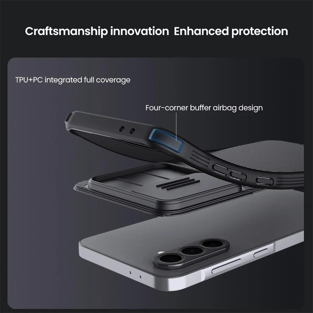 NILLKIN Camshield Pro Series for Samsung Galaxy A56 5G Case PC + TPU Slide Camera Lid Phone Cover - Black - 6