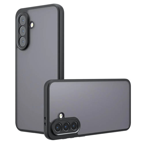 For Samsung Galaxy A56 5G Case Skin-Touch TPU + PC Matte Phone Back Cover, Transparent Black - 1