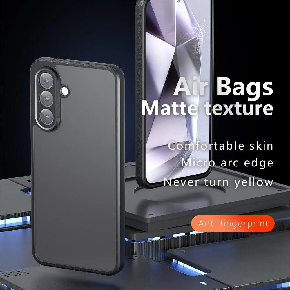For Samsung Galaxy A56 5G Case Skin-Touch TPU + PC Matte Phone Back Cover, Transparent Black - 2