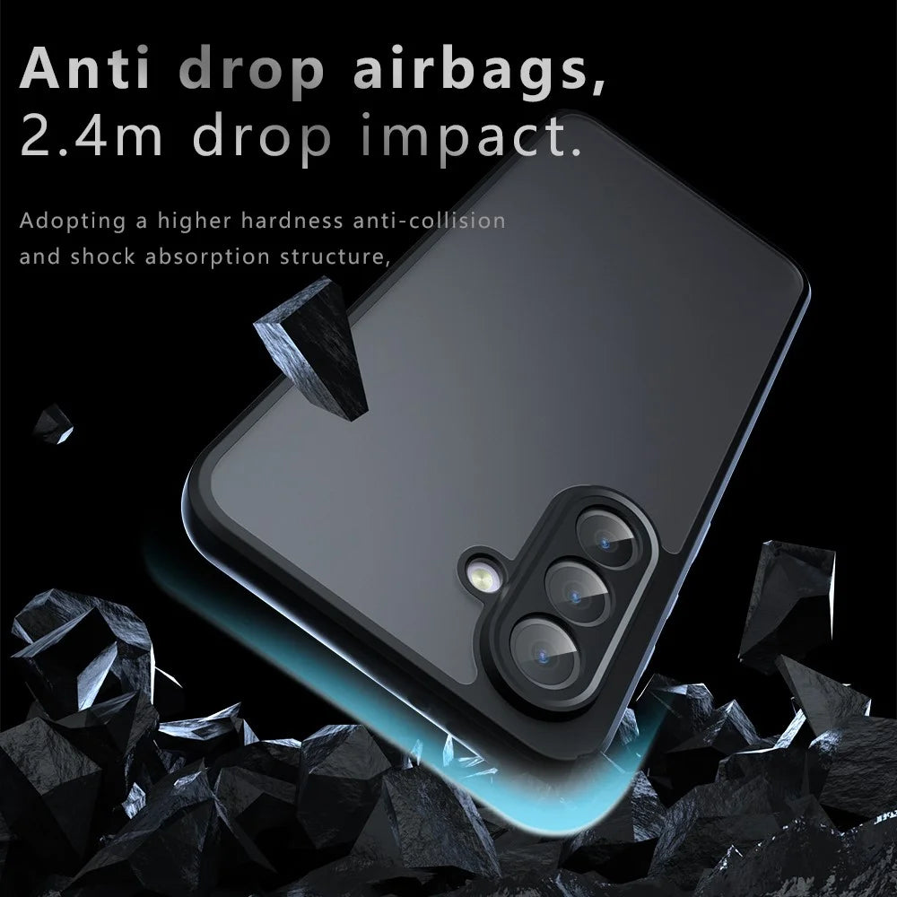 For Samsung Galaxy A56 5G Case Skin-Touch TPU + PC Matte Phone Back Cover, Transparent Black - 3