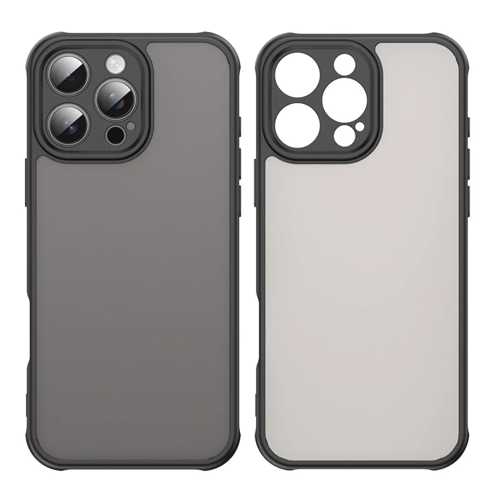 For iPhone 16 Pro Max Phone Case Drop Proof Airbags Frosted Translucent PC + TPU Back Cover - Black - 2