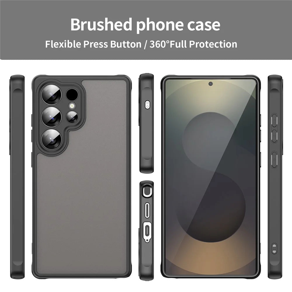 For Samsung Galaxy S25 Ultra Phone Case Drop Proof Airbags Frosted Translucent PC + TPU Back Cover - Black - 3