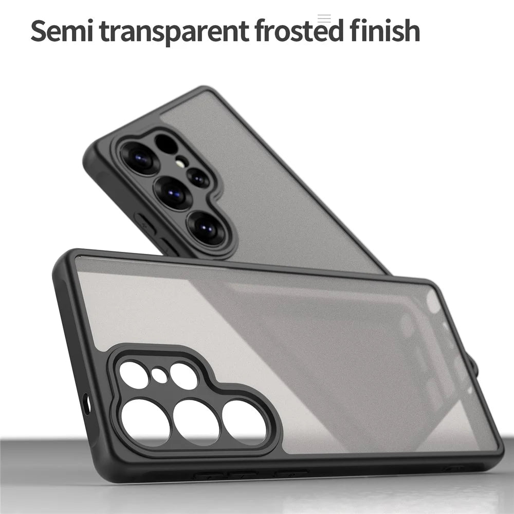 For Samsung Galaxy S25 Ultra Phone Case Drop Proof Airbags Frosted Translucent PC + TPU Back Cover - Black - 5