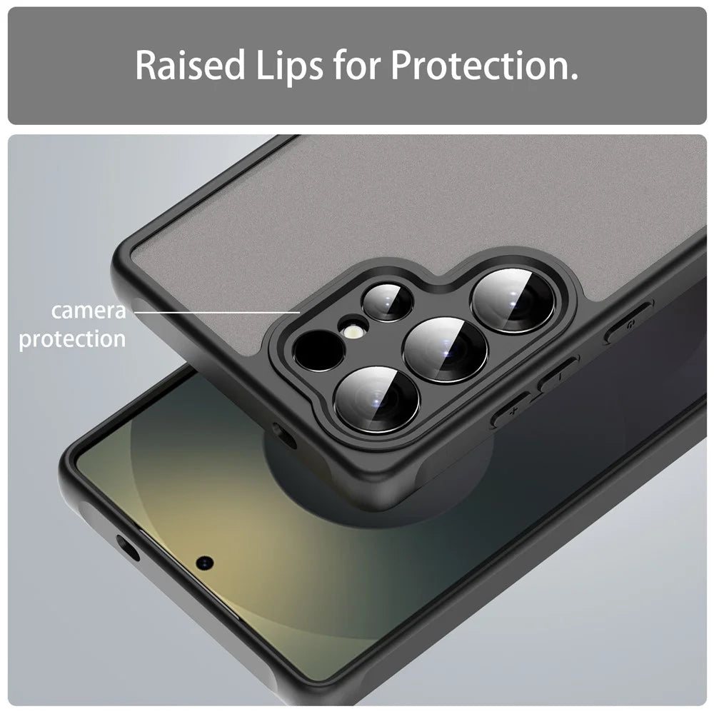 For Samsung Galaxy S25 Ultra Phone Case Drop Proof Airbags Frosted Translucent PC + TPU Back Cover - Black - 7