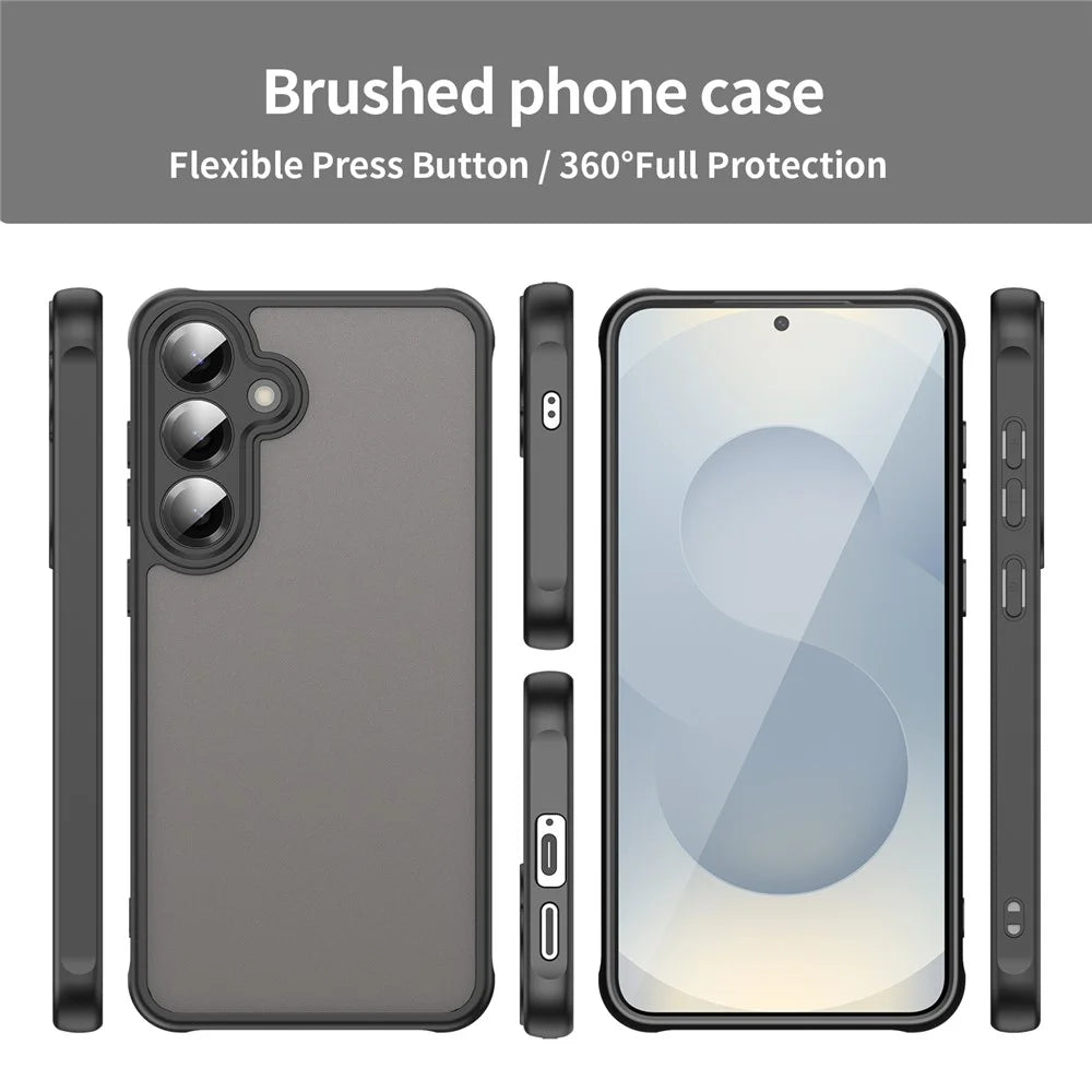For Samsung Galaxy S25+ / S24+ Phone Case Drop Proof Airbags Frosted Translucent PC + TPU Back Cover - Black - 3