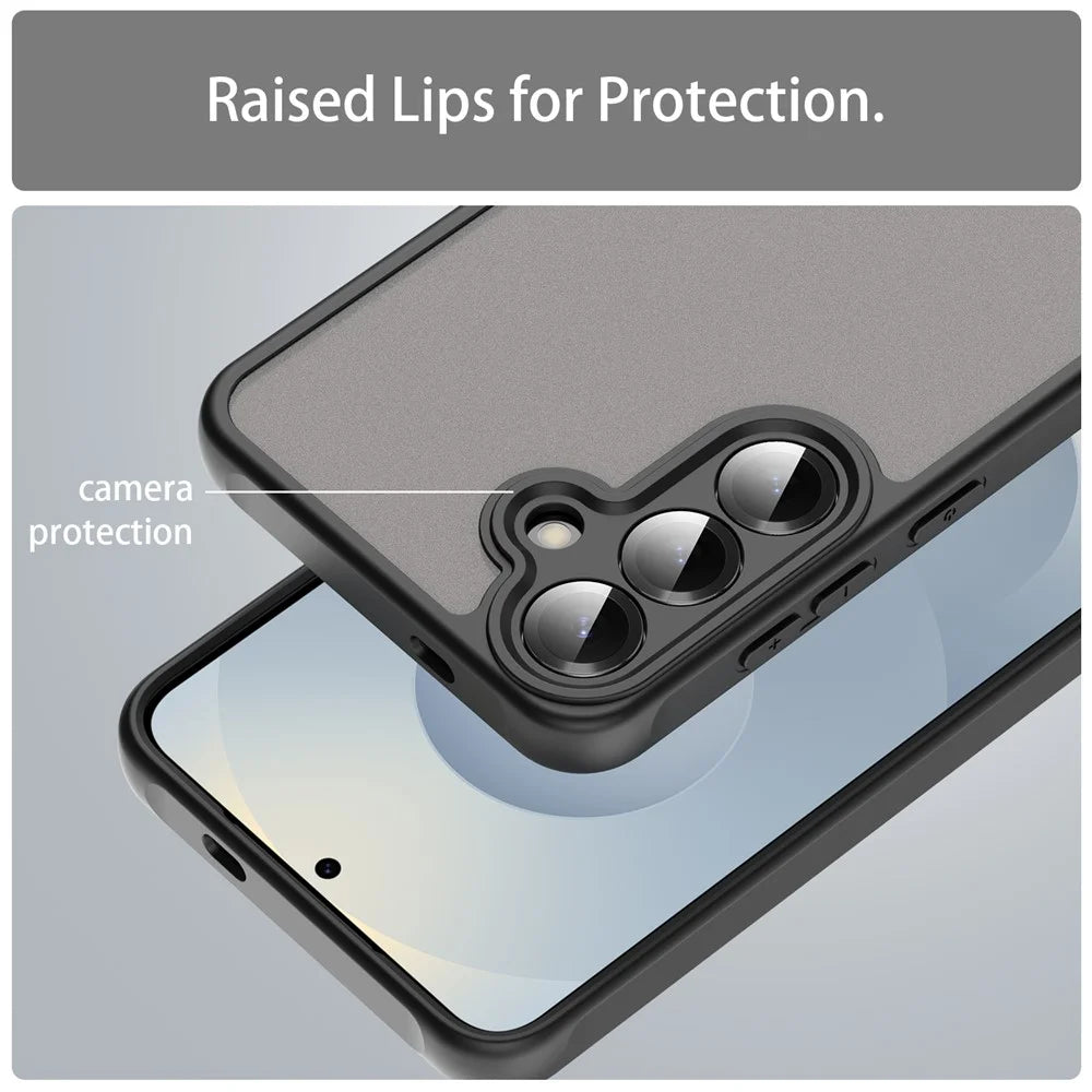For Samsung Galaxy S25+ / S24+ Phone Case Drop Proof Airbags Frosted Translucent PC + TPU Back Cover - Black - 7
