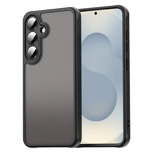 For Samsung Galaxy S25 / S24 Phone Case Drop Proof Airbags Frosted Translucent PC + TPU Back Cover - Black - 1