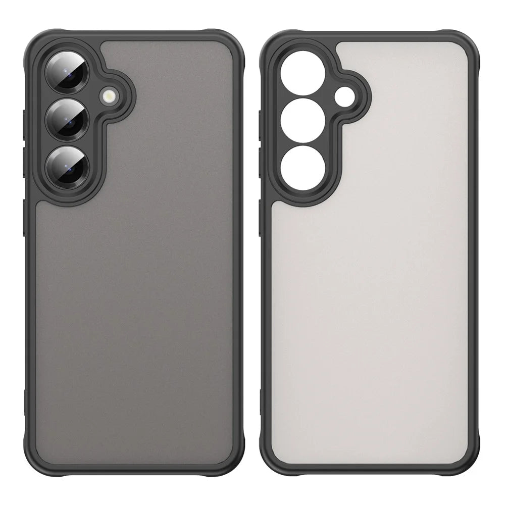 For Samsung Galaxy S25 / S24 Phone Case Drop Proof Airbags Frosted Translucent PC + TPU Back Cover - Black - 2