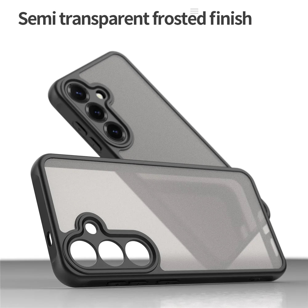 For Samsung Galaxy S25 / S24 Phone Case Drop Proof Airbags Frosted Translucent PC + TPU Back Cover - Black - 5