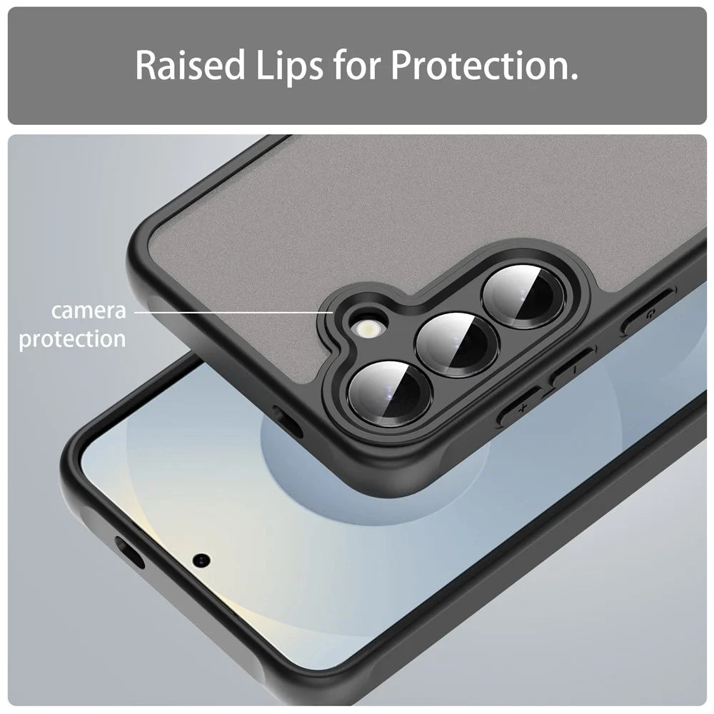 For Samsung Galaxy S25 / S24 Phone Case Drop Proof Airbags Frosted Translucent PC + TPU Back Cover - Black - 7