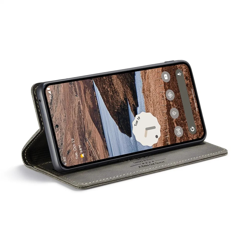AUTSPACE For Google Pixel 9 Pro / Google Pixel 9 Wallet Case  A01 Leather Stand Cover with RFID Blocking Card Holder - Coffee - 4