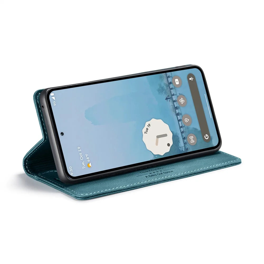 AUTSPACE For Google Pixel 9 Pro XL Wallet Case  A01 Leather Stand Cover with RFID Blocking Card Holder - Blue - 4