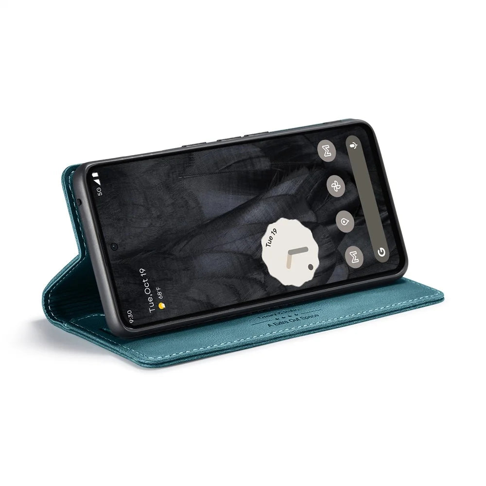 AUTSPACE For Google Pixel 8 Pro Wallet Case  A01 Leather Stand Cover with RFID Blocking Card Holder - Blue - 4