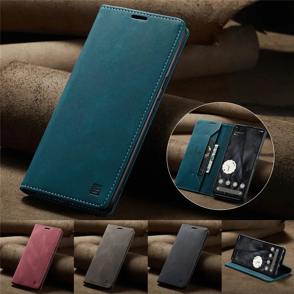 AUTSPACE For Google Pixel 8 Pro Wallet Case  A01 Leather Stand Cover with RFID Blocking Card Holder - Blue - 5