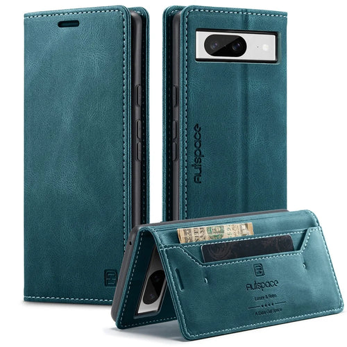 AUTSPACE For Google Pixel 8 Wallet Case  A01 Leather Stand Cover with RFID Blocking Card Holder - Blue - 1