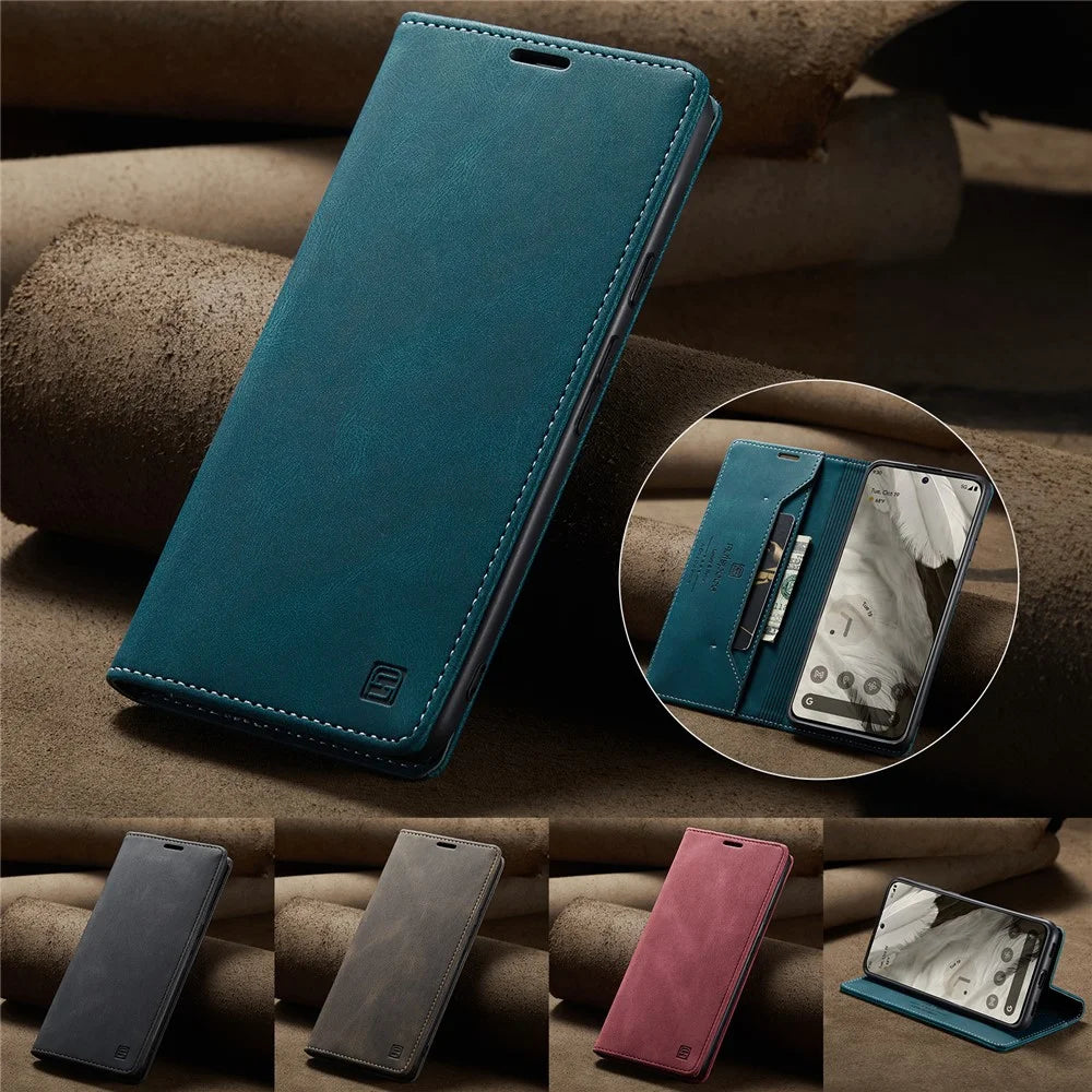 AUTSPACE For Google Pixel 8 Wallet Case  A01 Leather Stand Cover with RFID Blocking Card Holder - Blue - 5